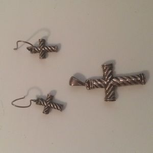 Cross earrings and necklace charm