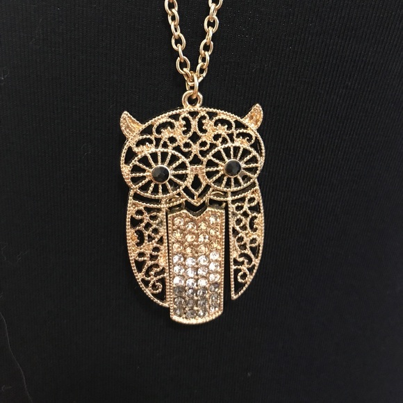 Long Gold Owl Necklace - Picture 2 of 4