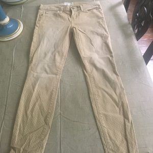 Light brown / tan polka dot skinny jeans