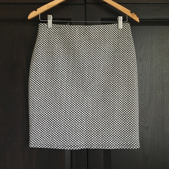 Loft Black White Checkered Skirt