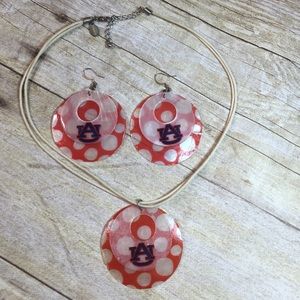Auburn Orange Polka Dot Necklace and Earrings set