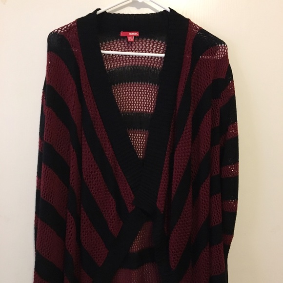 Burgundy and Black Flyaway open front cardigan