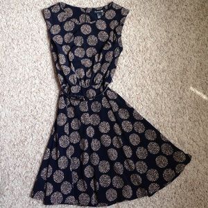 Skater Dress in Classic Dot Print | Navy Blue
