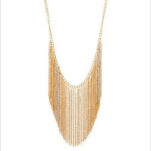 NWT Gold silver fringe collar necklace