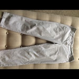 Gray and White Stripe Cotton Ankle Pant