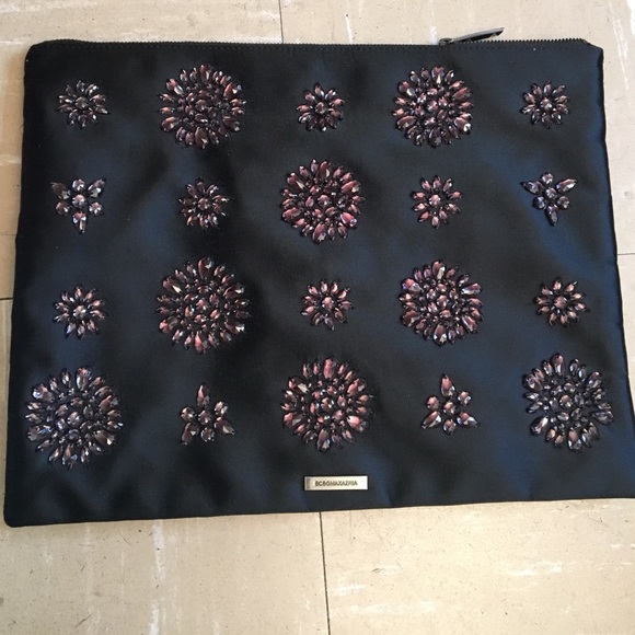 Bcbg maxazria black beaded clutch handbag - Picture 2 of 4