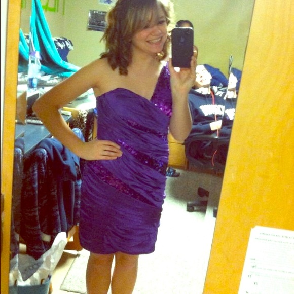 Purple sequenced dress one shoulder!