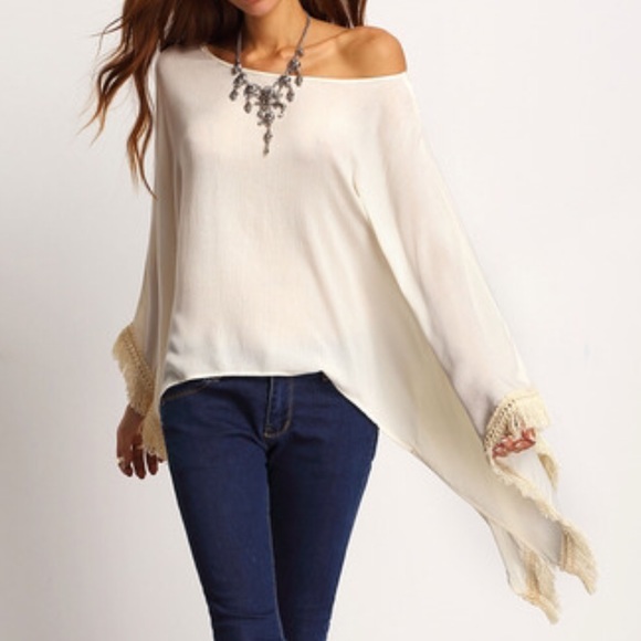 Lace crochet loose fringe top. Price firm. - Picture 4 of 4