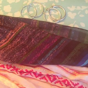 Two scarves and two hoop earrings set