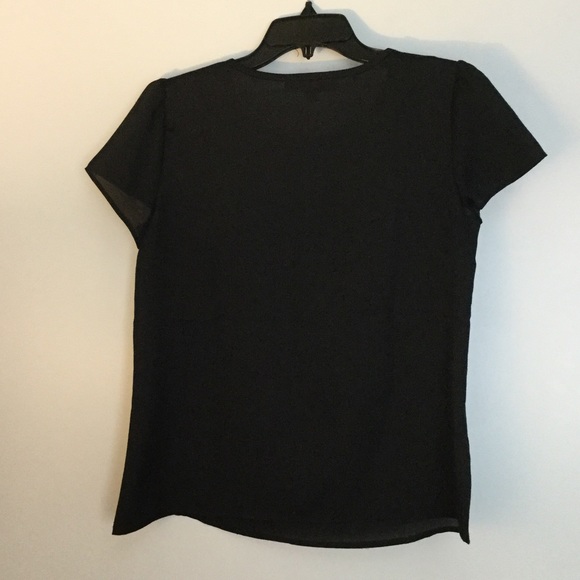 Loft black silky short sleeve top. Size Small P - Picture 2 of 3