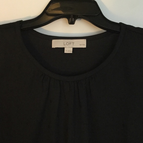 Loft black silky short sleeve top. Size Small P - Picture 3 of 3