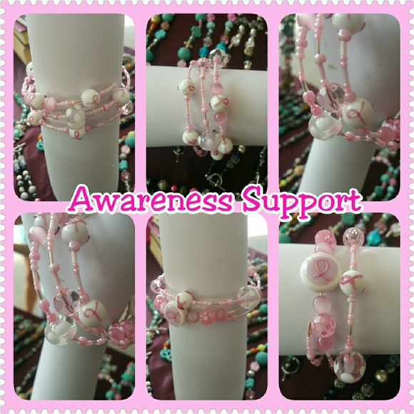 All Glass and Ceramic  Triple Awareness Bangle - Picture 3 of 3