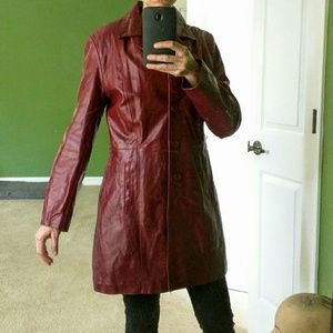 Real Leather Burgundy/Red Coat Made In Italy, 6/8