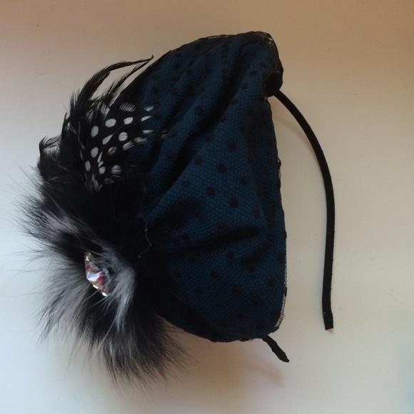 Black and Blue Feathered Headband
