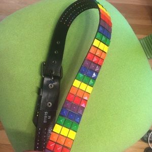 Rainbow multicolor studded belt. Size medium. 40in