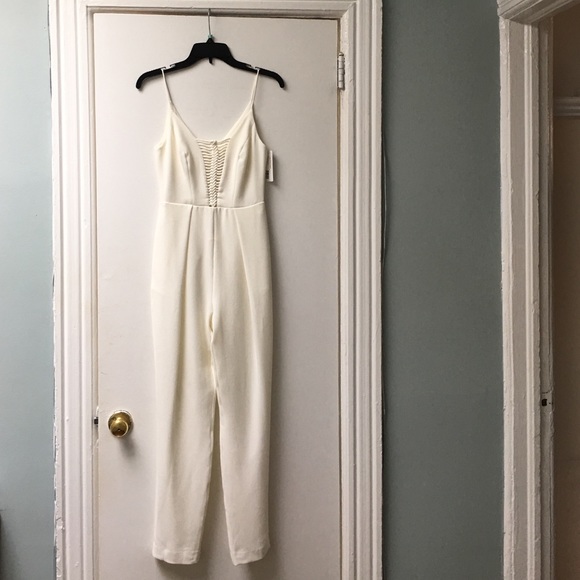 Zimmermann white stretch crepe jumpsuit.