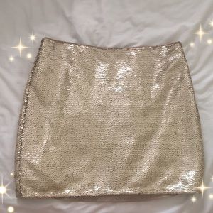 Gold High Waisted Sequin Mini Skirt
