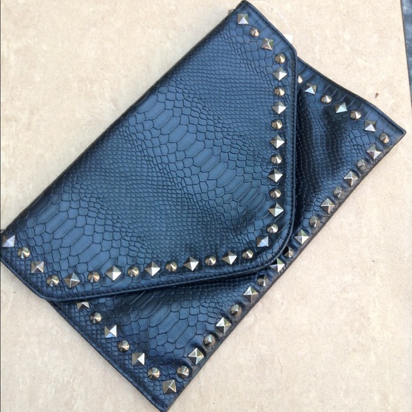 Handbags - Black Snakeskin Spike Oversized Clutch Bag Handbags - Black Snakeskin Spike Oversized Clutch Bag