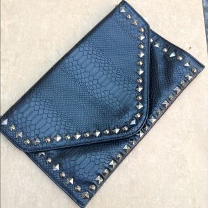 Bags - Black Snakeskin Spike Oversized Clutch Bag Bags - Black Snakeskin Spike Oversized Clutch Bag