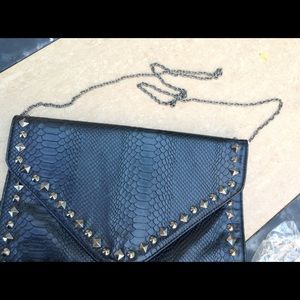 Bags - Black Snakeskin Spike Oversized Clutch Bag Bags - Black Snakeskin Spike Oversized Clutch Bag