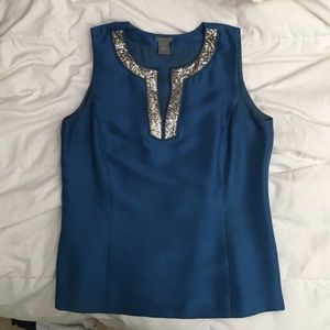 Sleeveless sequin blue blouse