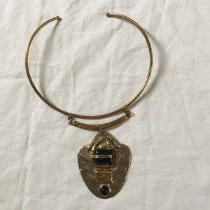 Brass, Silver & Black onyx necklace