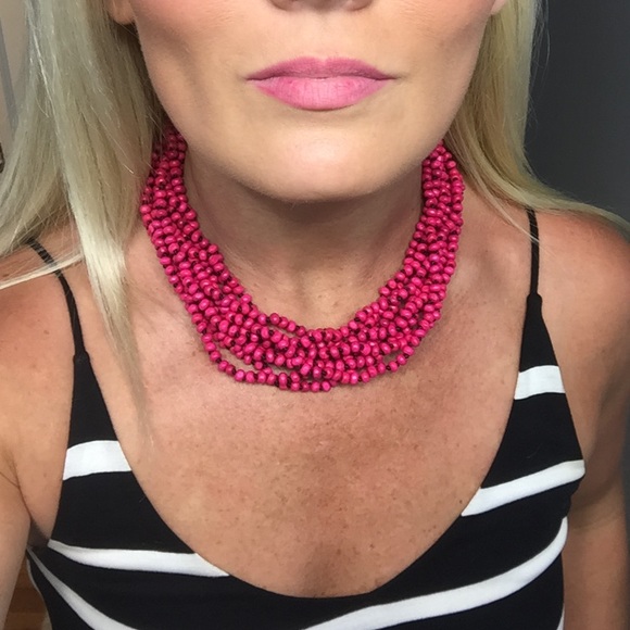 Beautiful pink beaded statement necklace