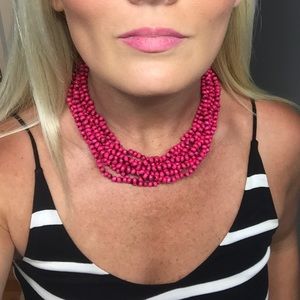 Beautiful pink beaded statement necklace