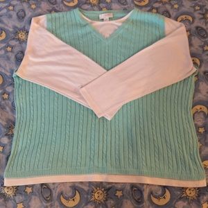CJ Banks green with white sweater 3x women's plus