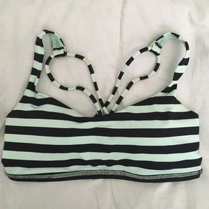 LuluLemon "Free to Be" mint/black stripe sportsbra