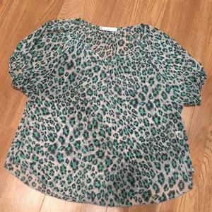 Flowy turquoise leopard print top
