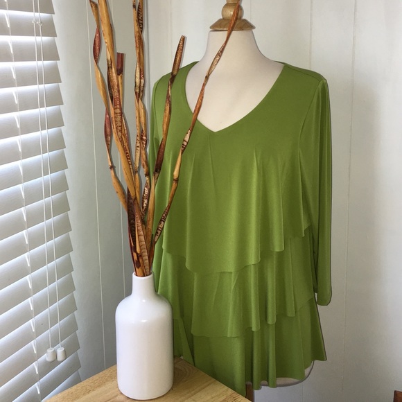 Susan Graver Tops - THREE TIERED RUFFLE TUNIC TOP
