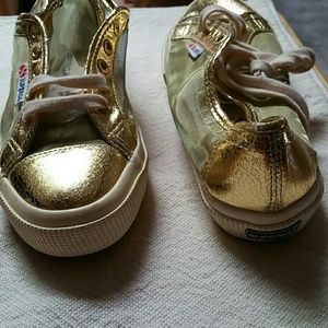 Gold superga shoes