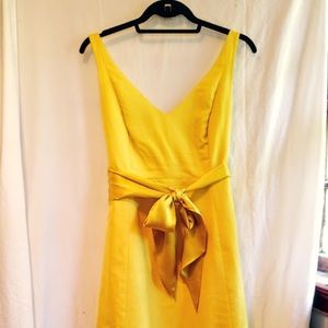 J-Crew yellow cotton dress with satin sash