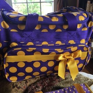 Purple and gold duffle!