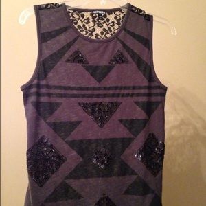 Gray and black tank top