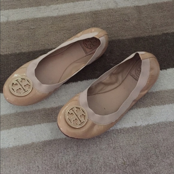 Tory burch tan patent flats