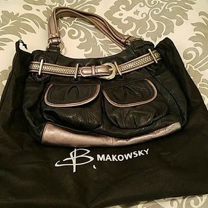 B.Makowsky Black Leather Purse
