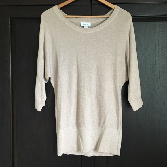 Loft Cream with Gold Thread Boatneck Sweater Tunic