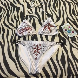 Two piece sinful rhinestone bikini