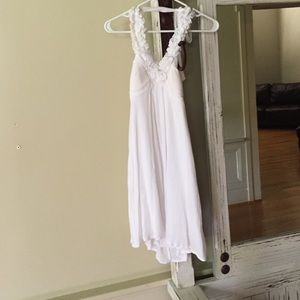 White halter tie dress