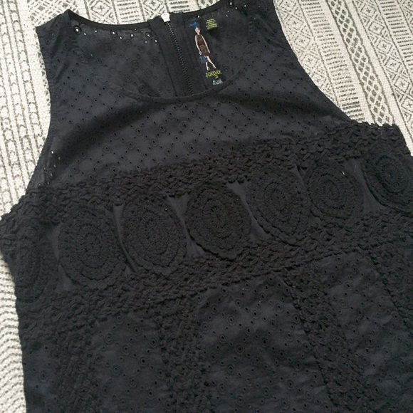 Black Embroidered Mini Dress - Picture 2 of 4