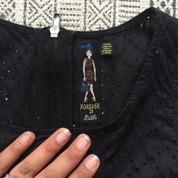 Black Embroidered Mini Dress - Picture 4 of 4