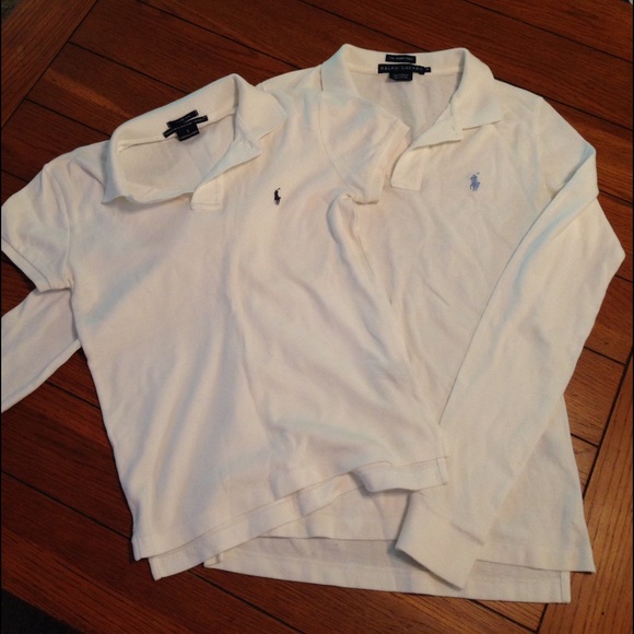 Two white collared Ralph Lauren shirts
