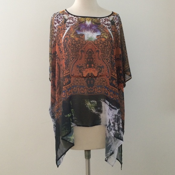 CLOVER CANYON Paisley Sheer Hi Lo Tunic Top - Picture 1 of 4