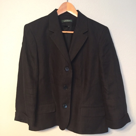 Ralph Lauren, black linen women's blazer