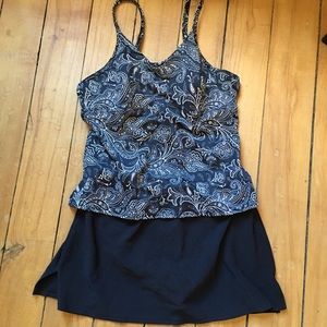 Lands' End tankini. Black and white.