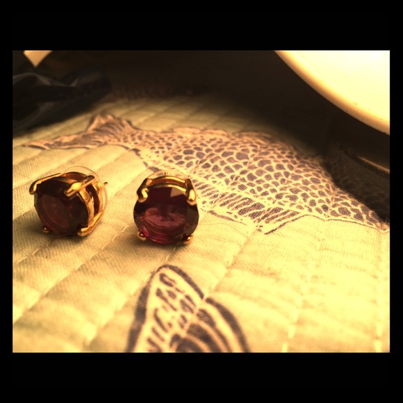 Kate Spade Round Square Purple Stud Earrings/Gold