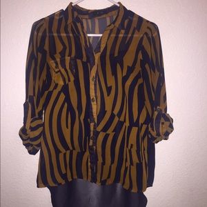 MINE sheer zebra stripes blouse