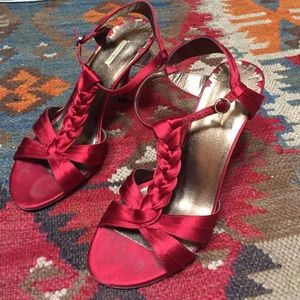 Max Studio Satin Red Heeled Sandal